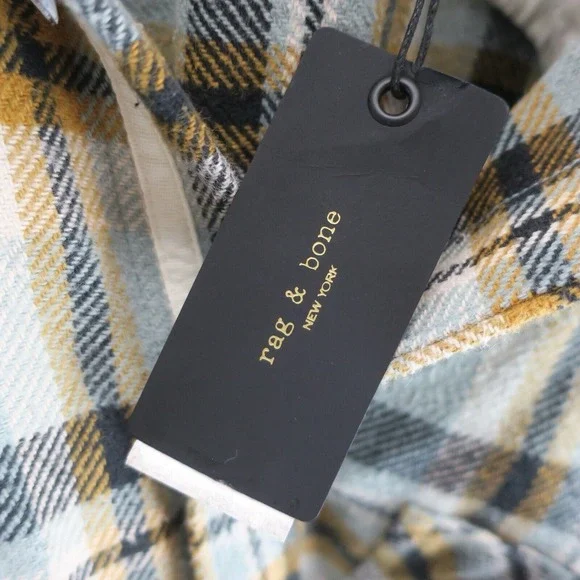 rag & bone Engineered Button Up Flannel Shirt Mens M Green Plaid Retail $350
